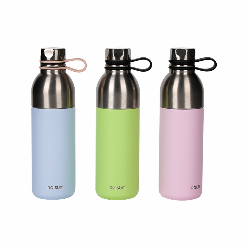 Straw Lid Double Wall Insulated Sport Water Bottle Stainless Steel Portable Vacuum Flask