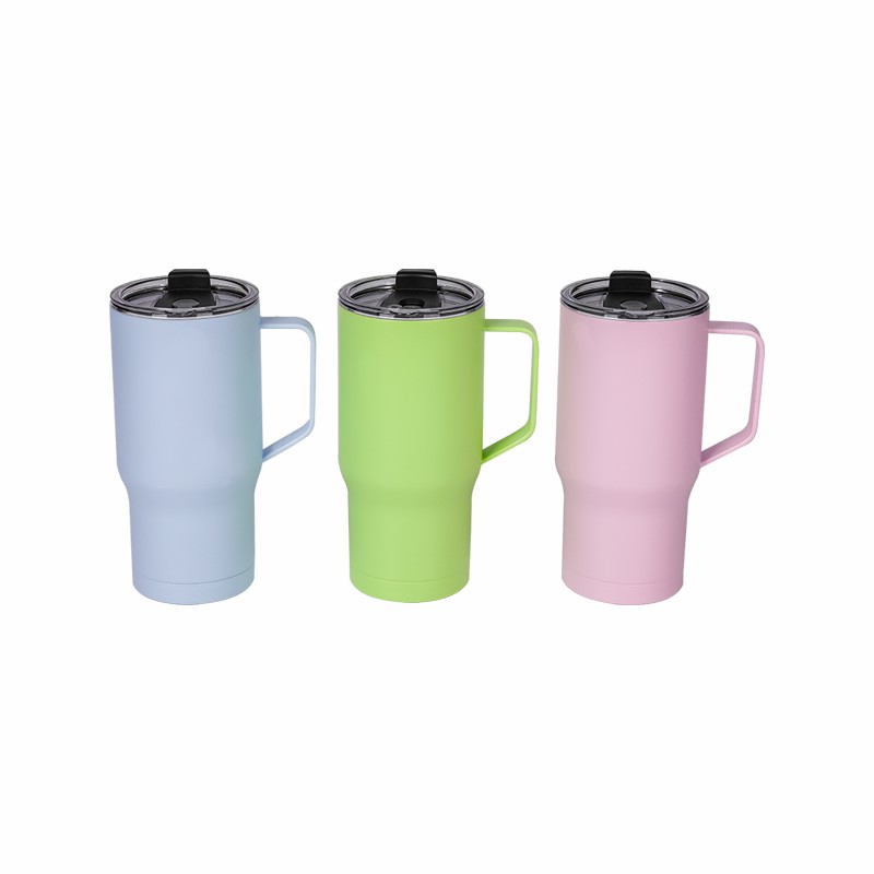 24oz 700ml Double-Layer 304 Stainless Steel Travel Vacuum Insulated Tumbler Mug With Handle