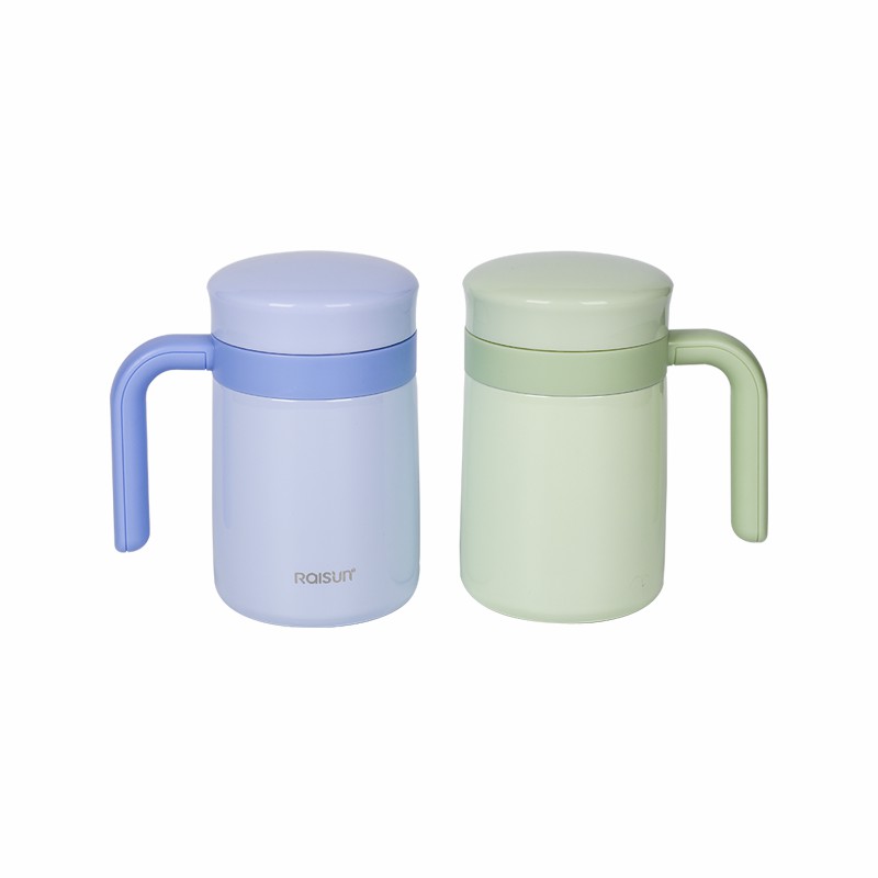 450ml Tea Water Leakage Plastic Handle Covered Office Coffee Mug Stainless Steel Tea Cup