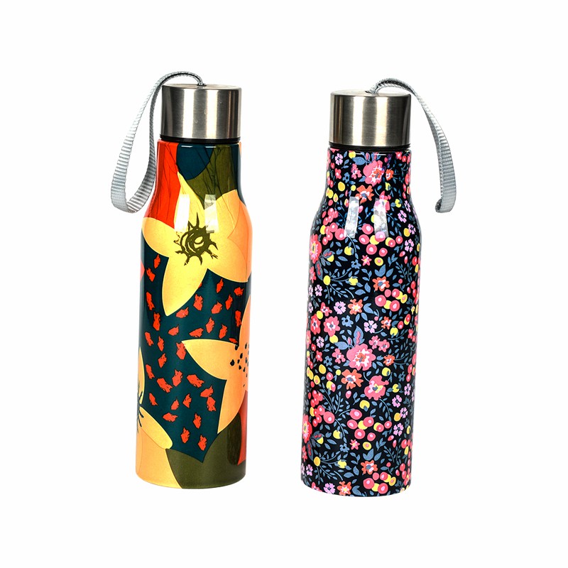 Coke Bottle Stainless Steel Printing And Dyeing Vacuum Sport Drinking Water Bottle With Handle Rope